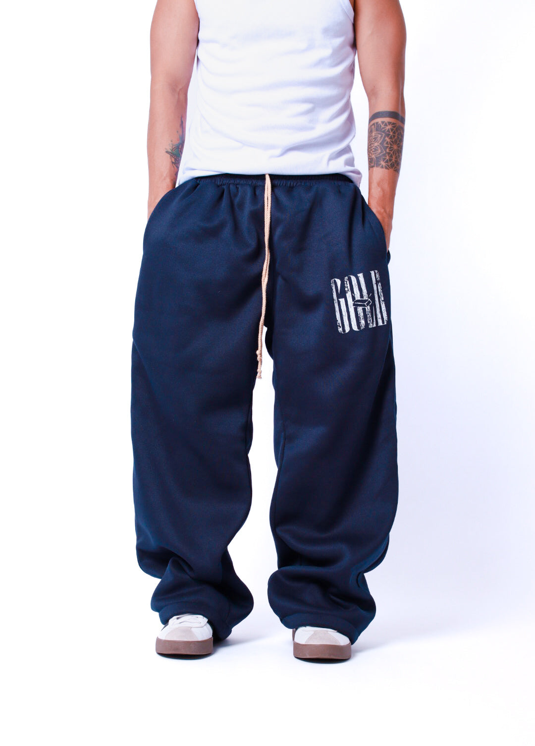 Wide Leg Pants Gold Never Fades Track suit on NAVY BLUE