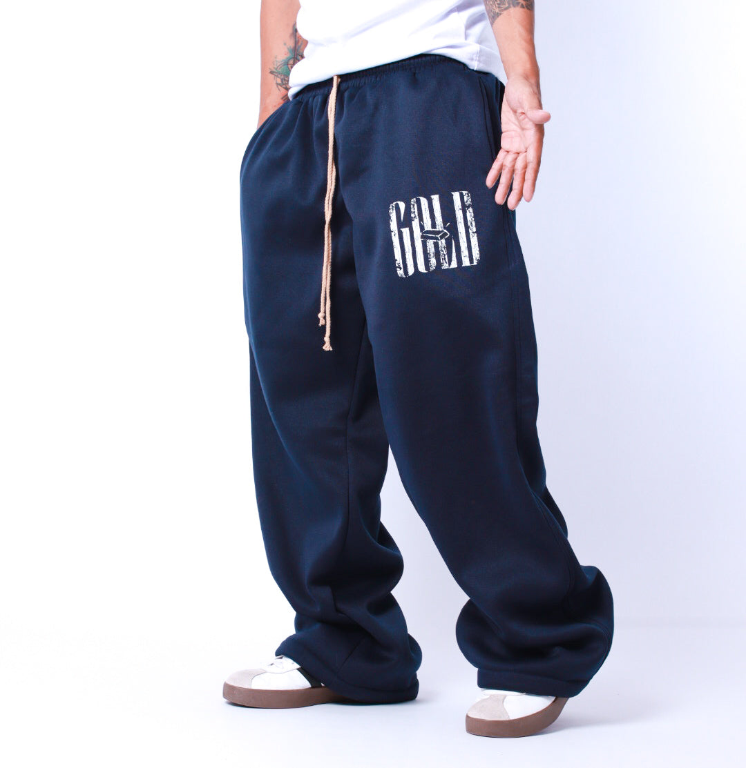 Wide Leg Pants Gold Never Fades Track suit on NAVY BLUE
