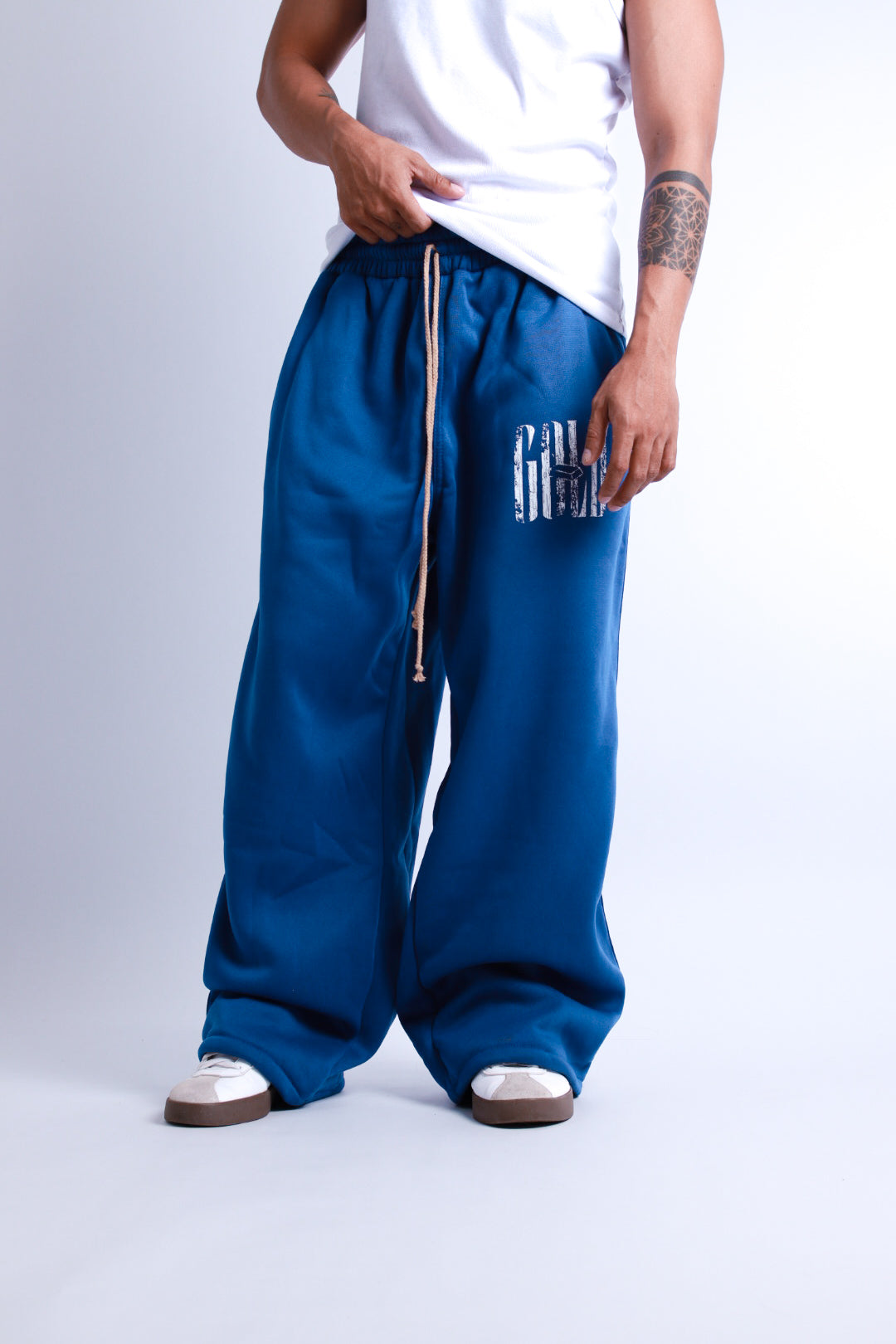 Wide Leg Pants Gold Never Fades Track suit on ROYAL BLUE