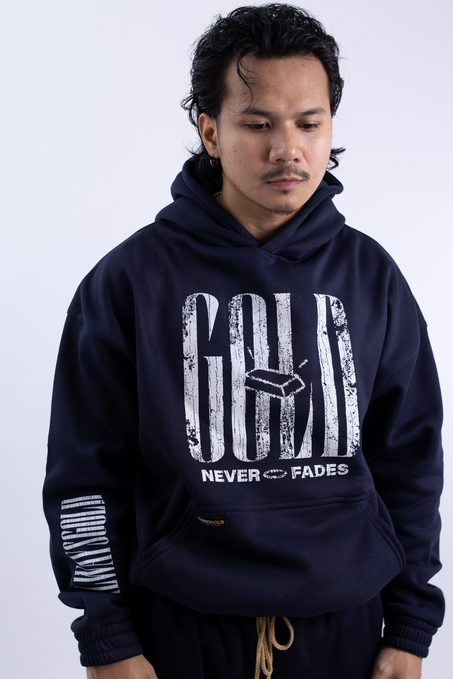 Alwaysgold Never Fades Hoodie on NAVY BLUE
