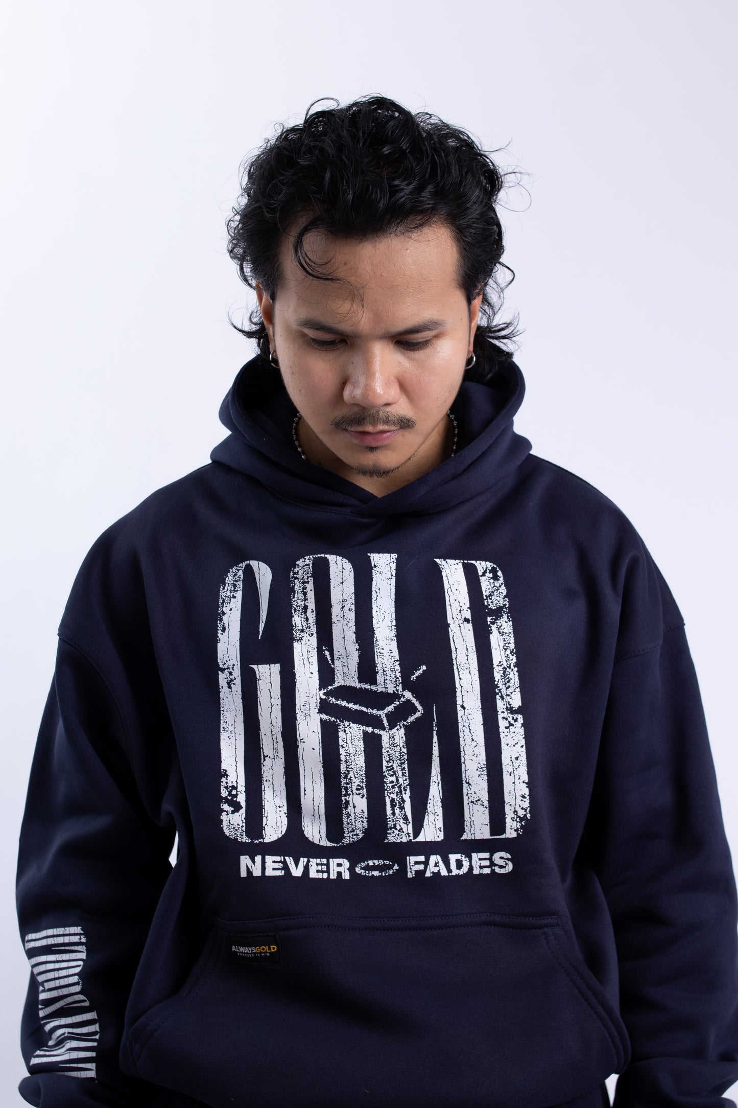 Alwaysgold Never Fades Hoodie on NAVY BLUE